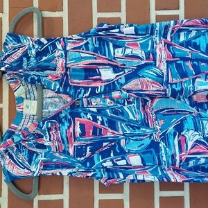 Caribbean Joe Island Supply Company- Dress  Blue Pink size Large Sailboats